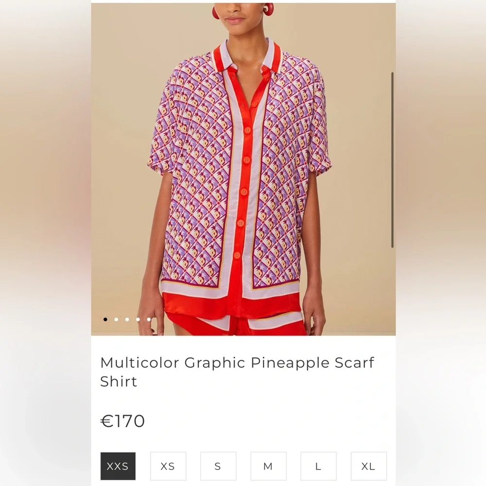 Farm Rio: Multicolor Graphic Pineapple Scarf Shirt - Picture 6 of 13